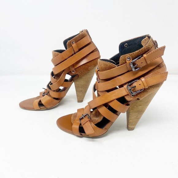 Trouve Strappy Open Toe Gladiator Ankle Cut Out Zipper Back Heel 7.5 - Picture 2 of 8